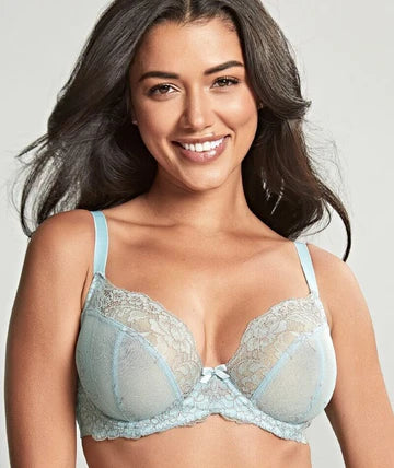 Ana Plunge Bra In Ash Rose & Blue - Panache Chic Lace Bralette