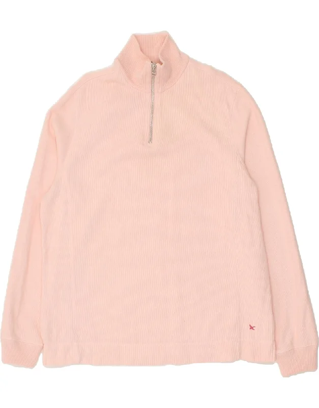 EDDIE BAUER Womens Zip Neck Sweatshirt Jumper UK 16 Large Pink Cotton Hoodie with Hem Lace Feminine Delicate EDDIE BAUER Womens Zip Neck Sweatshirt Jumper UK 16 Large Pink Cotton Hoodie with Hem Lace Feminine Delicate