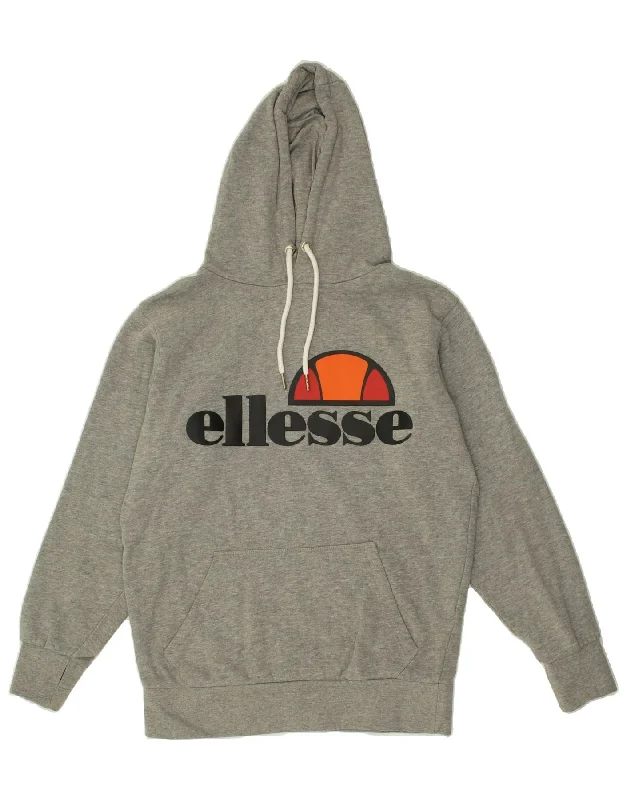 ELLESSE Womens Graphic Hoodie Jumper UK 10 Small Grey Hoodie with Rhinestones Sparkly Elegant