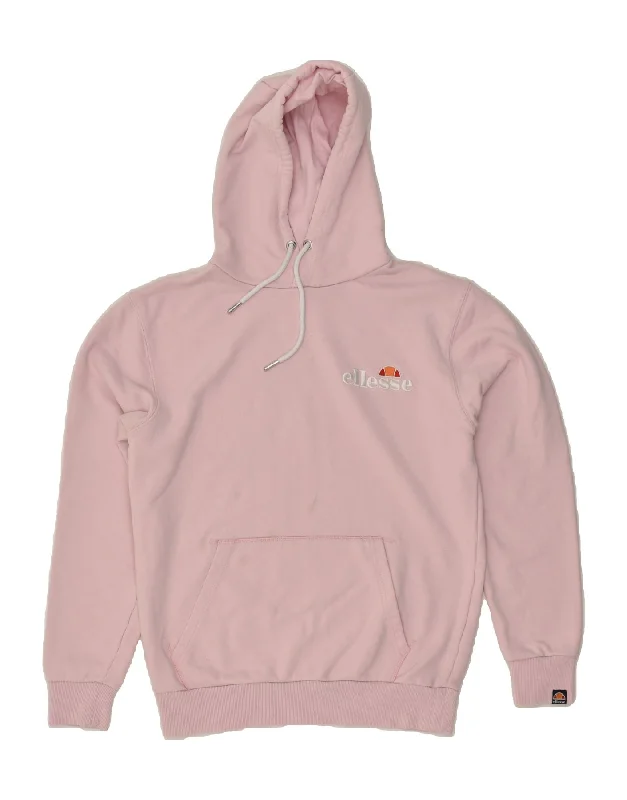 ELLESSE Womens Hoodie Jumper UK 16 Large Pink Cotton Hoodie with Pocket Utility Practical