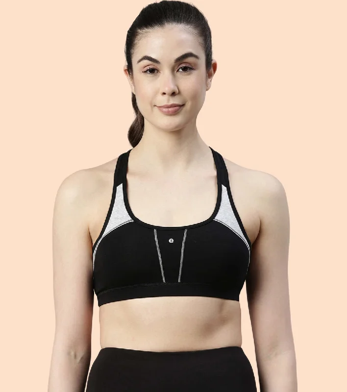 Racer Back Medium Impact Sports Bra with Removable Pads Wireless Lace Bra