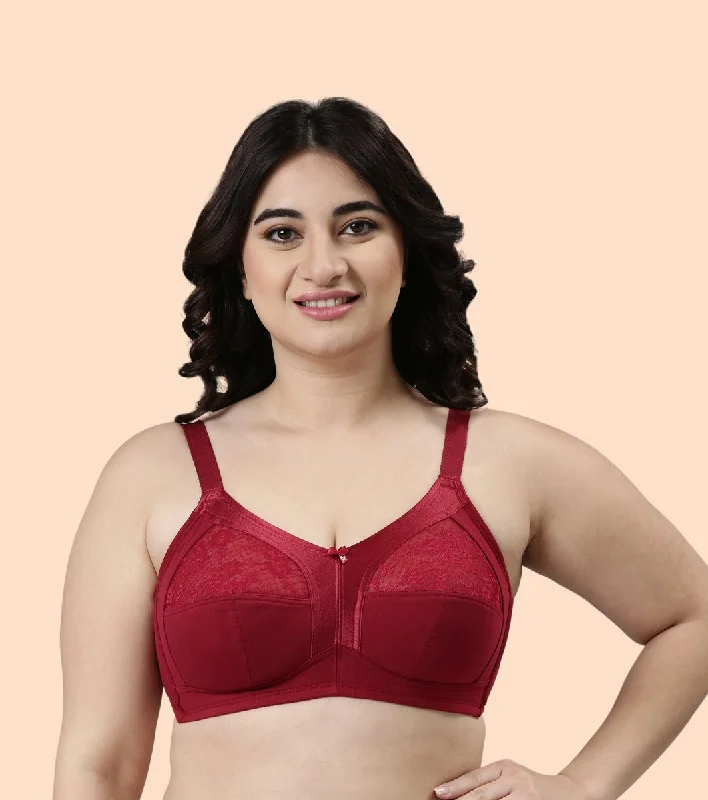 Enamor Fab-Cool A014 Super Contouring M-frame Full Support  Cotton Bra for Women- Full Coverage, Non Padded and Wirefree - Masai Breathable Wireless Bra