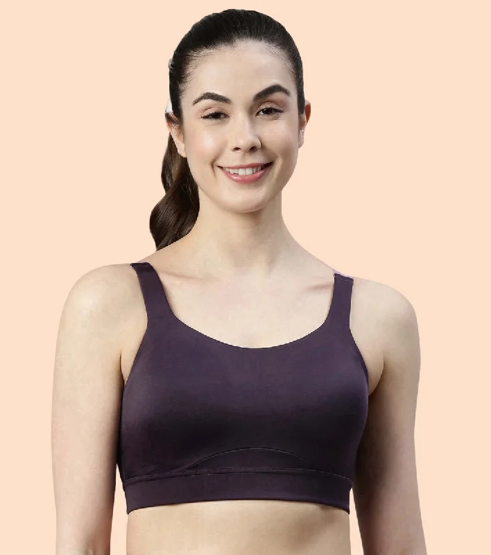 Enamor Agion SB18 Convertible Back High-Impact Sports Bra for Women- Full Coverage, Padded and Wirefree - Night Shade Push-Up Bralette Set