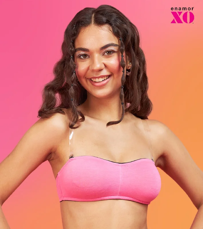 Enamor XO Candy Pink Non-Wired Non Padded Multiway Bra - Nella Soft Mesh Bralette