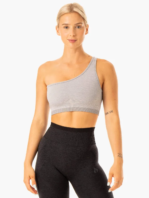 Excel Seamless One Shoulder Sports Bra - Grey Marl Seamless Bra Design