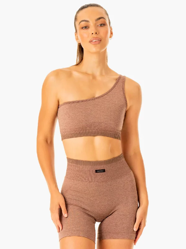 Excel Seamless One Shoulder Sports Bra - Mocha Marl Elegant Cotton Bra