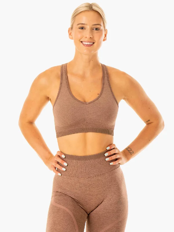 Excel Seamless Sports Bra - Mocha Marl Soft Lace Bra