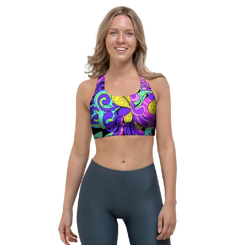 Hippie Psychedelic Mushroom Sports Bra Cozy Wire-Free Bra