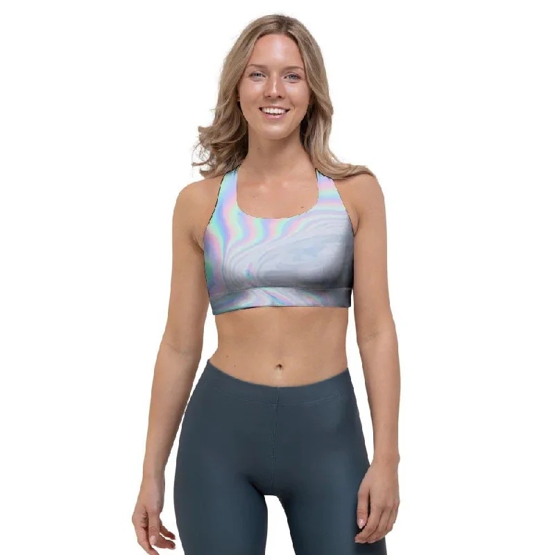 Holographic Abstract Sports Bra Active Wear Bra