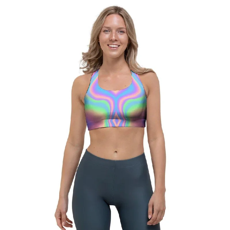 Holographic Trippy Sports Bra Trendy Sports Bra