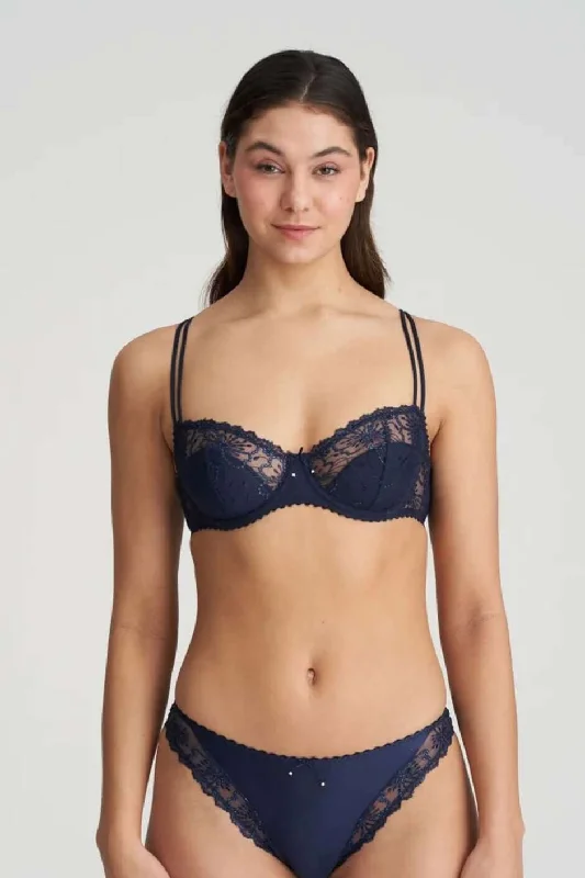 Jane Half Padded Balcony Bra in Velvet Blue Stylish Lace Bralette