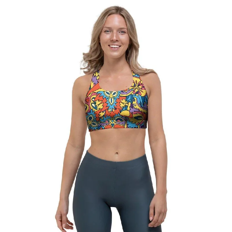 Jungle Hippie Psychedelic Trippy Sports Bra Casual Bralette Set