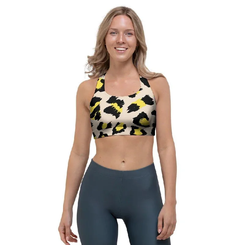 Leopard Print Sports Bra Elegant Satin Bralette