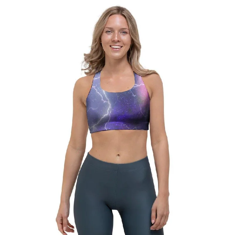 Lightning Aurora Galaxy Space Sports Bra Simple Wireless Bra