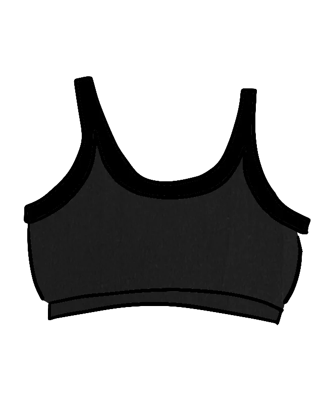 Longline Bra Plain Black Cozy Sleep Bra