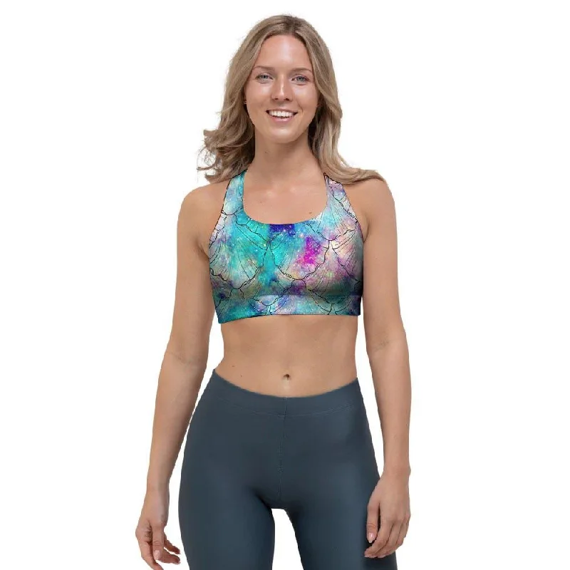 Mermaid Galaxy Print Sports Bra Soft Lace Bra