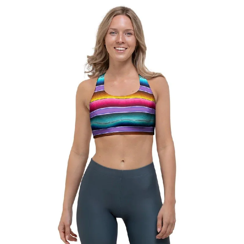 Mexican Baja Serape Sports Bra Wireless Lace Bra