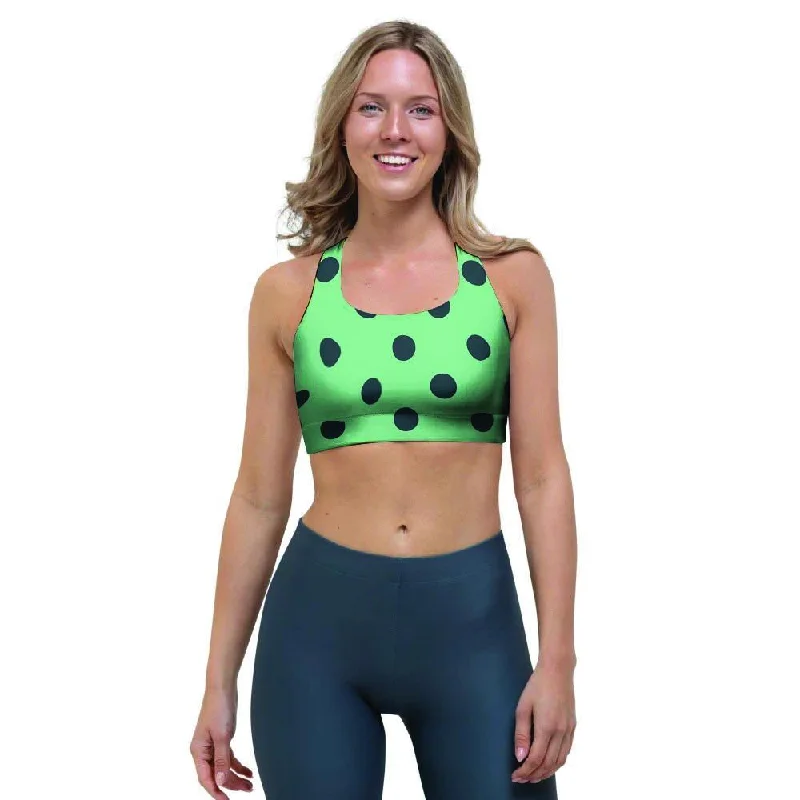 Mint And Green Polka Dot Sports Bra Comfortable Lace Bralette