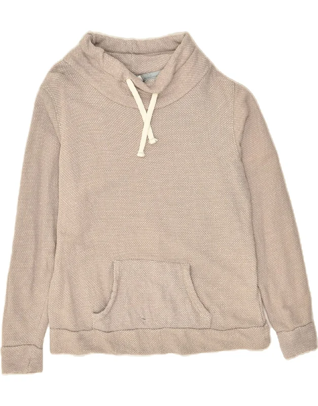 MOUNTAIN WAREHOUSE Womens Sweatshirt Jumper UK 14 Large  Beige Hoodie with Side Slits Relaxed Casual