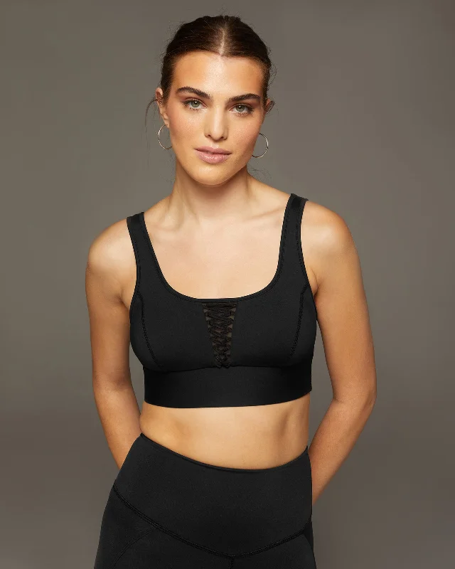 Nero Lace-Up Longline Bra Elegant Cotton Bra