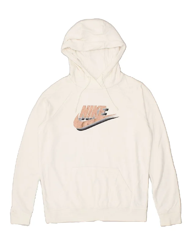 NIKE Womens Graphic Hoodie Jumper UK 10 Small Off White Cotton Hoodie with Oversized Fit Loose Comfortable NIKE Womens Graphic Hoodie Jumper UK 10 Small Off White Cotton Hoodie with Oversized Fit Loose Comfortable