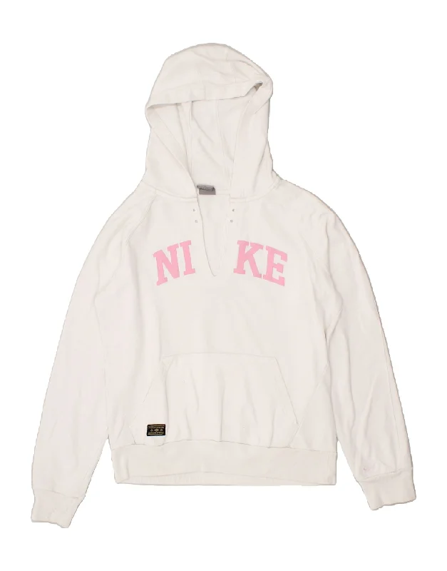NIKE Womens Graphic Hoodie Jumper UK 16/18 Large White Hoodie with Relaxed Fit Easy Casual NIKE Womens Graphic Hoodie Jumper UK 16/18 Large White Hoodie with Relaxed Fit Easy Casual