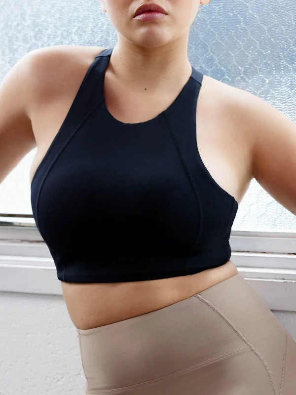 NKD Frame Long Line Sports Bra - Black Comfortable Bralette Style