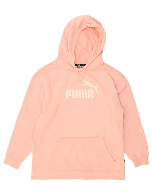 PUMA Womens Graphic Hoodie Jumper UK 10 Small Pink Hoodie with Hem Drawcord Adjustable Customizable