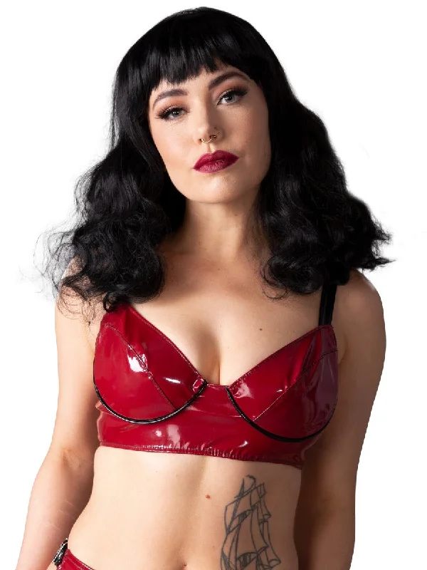 Sweet Plum PVC Bra Burgundy Stretchy Wireless Bra