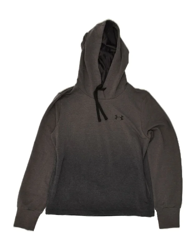 UNDER ARMOUR Womens Oversized Hoodie Jumper UK 6 XS Grey Colourblock Hoodie with Zipper Placket Modern Functional