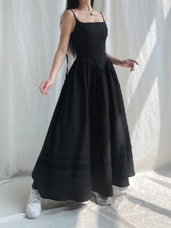 Goth Strap Maxi Dress Fashionable Layered Maxi Dress