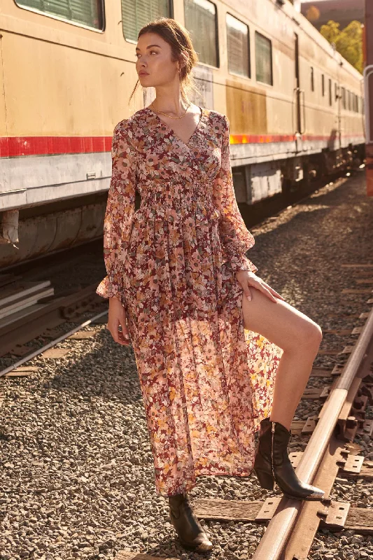 Halcyon Days Floral Chiffon Maxi Dress Fashionable Button-Down Maxi Dress