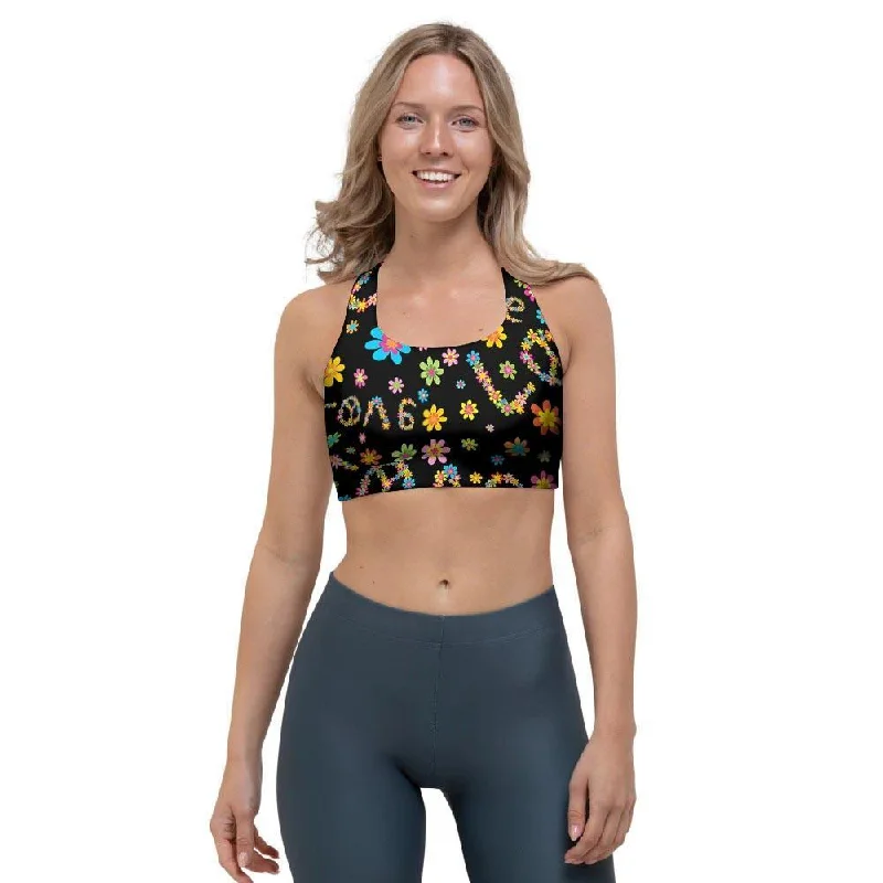 Hippie Love Floral Sports Bra Casual Bralette Set