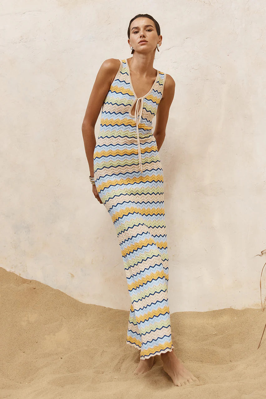 Isabo Maxi Dress Blue Multi Chic Sleeveless Maxi Dress