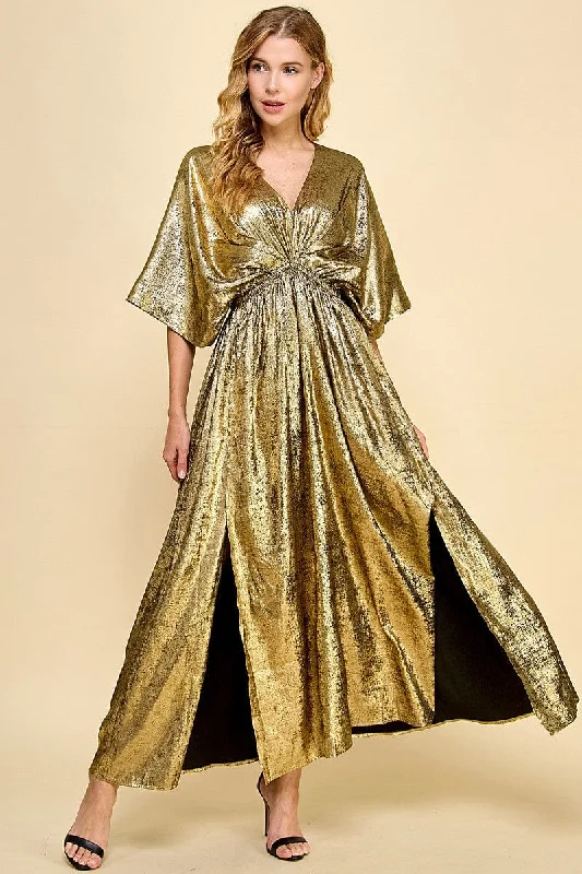 Lainey Metallic Maxi Dress Comfortable Fitted Maxi Dress