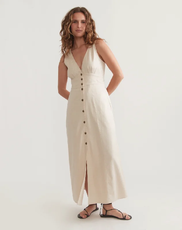 Marine Layer Camila Maxi Dress - Antique White Stylish Longline Maxi Dress