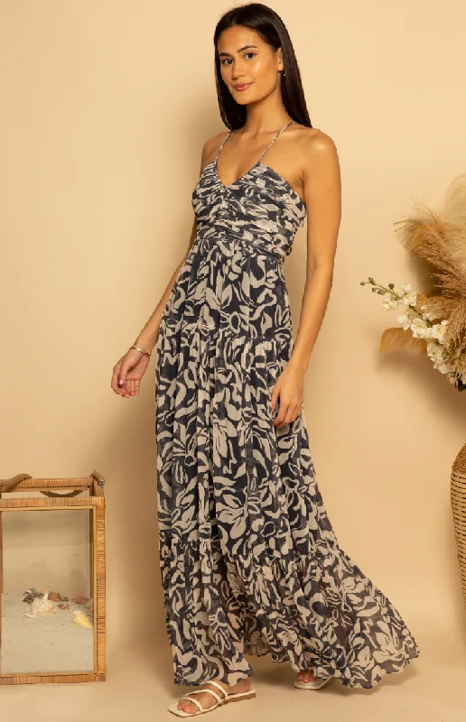 Shore Mallorca Maxi Dress - Atlantic Blooms Elegant Pleated Maxi Dress