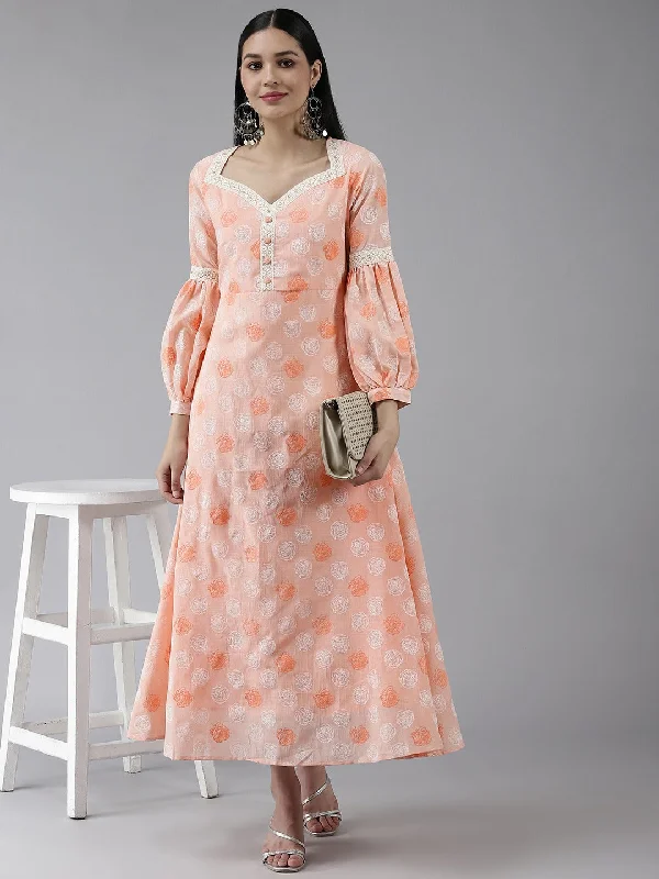 Peach Maxi Dress Stylish Empire Waist Maxi Dress