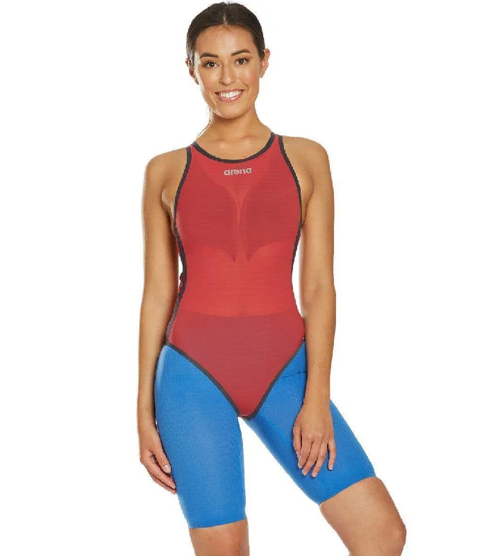 Arena Women's Powerskin Carbon Duo Tech Suit Swimsuit Top Jester Red Push-Up Bikini Top