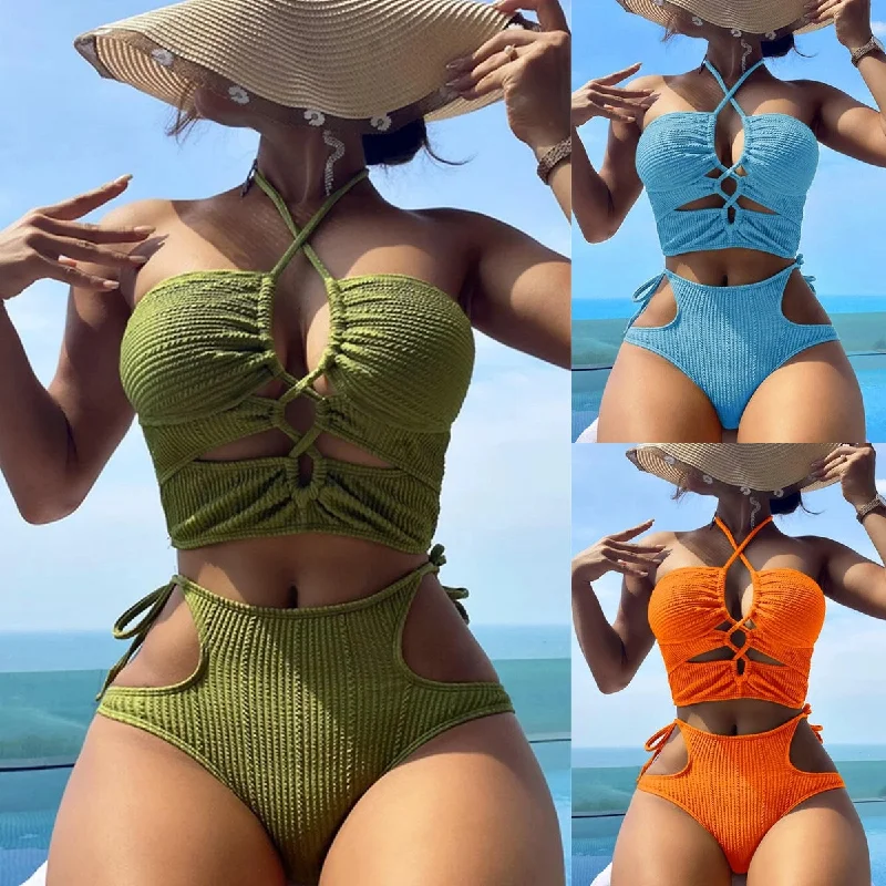 Bikini Split Swimsuit Rope Tight Swimsuit High-Cut One-Piece