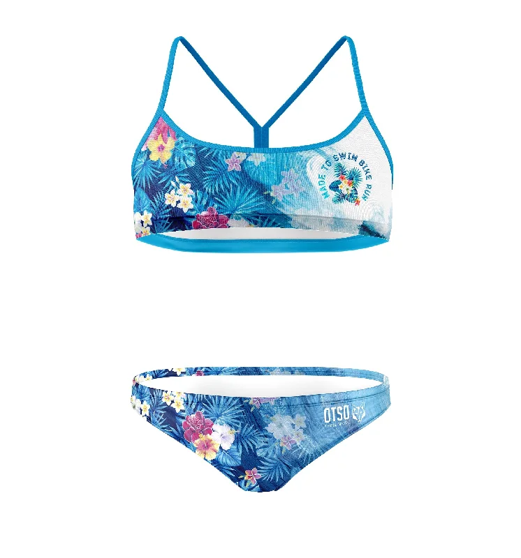 Bikini - Swim Bike Run Wave Floral Print Swimsuit