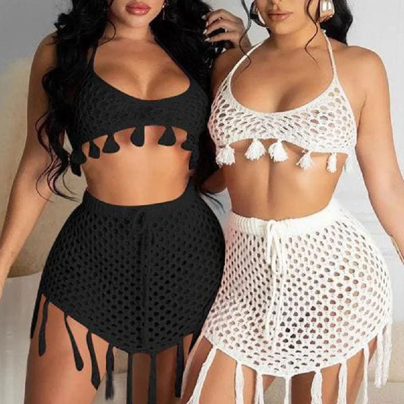 Factory OEM/ODM Custom Fashion Summer Women Lace Crochet Plus Size Swimsuits, Handmade Knit Bathing Suit Swimwear Stylish Swimsuit Set