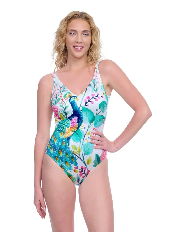 Gottex Exclusive V-Neck One Piece Swimsuit Sporty Swimsuit Style