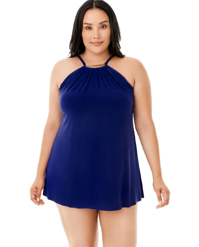 Magicsuit Indigo Blue Plus Size Parker Underwire Swimdress Floral Swimwear Set