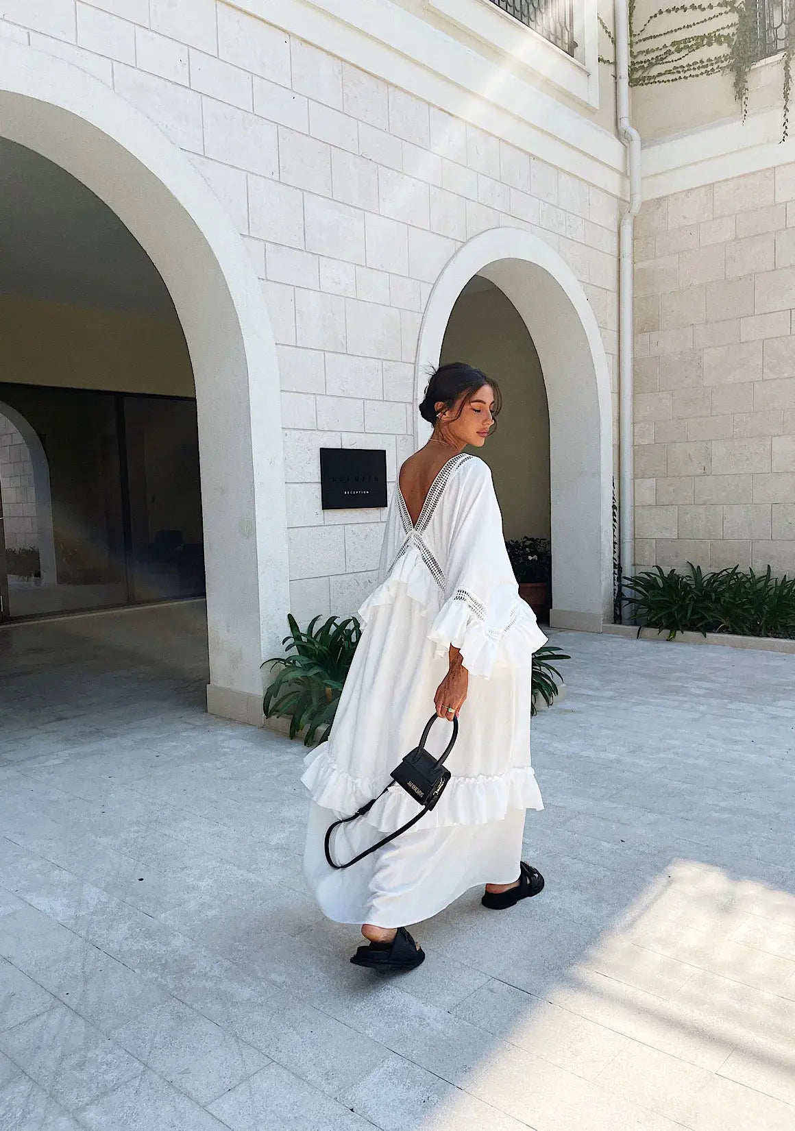 Moodstories White Maxi Dress Marrakesh Beachwear Luxury resort wear Trendy Fit-and-Flare Maxi Dress