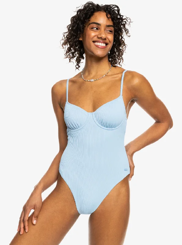 Roxy Love The Muse One-Piece Swimsuit - Bel Air Blue Push-Up Bikini Top