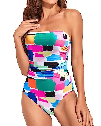 Strapless Slimming One Piece Swimsuits Halter Neck Swimsuit