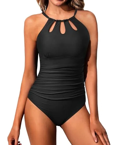 Women One Piece Swimsuit Tummy Control High Neck Bathing Suit Slimming Swimsuit High-Cut One-Piece