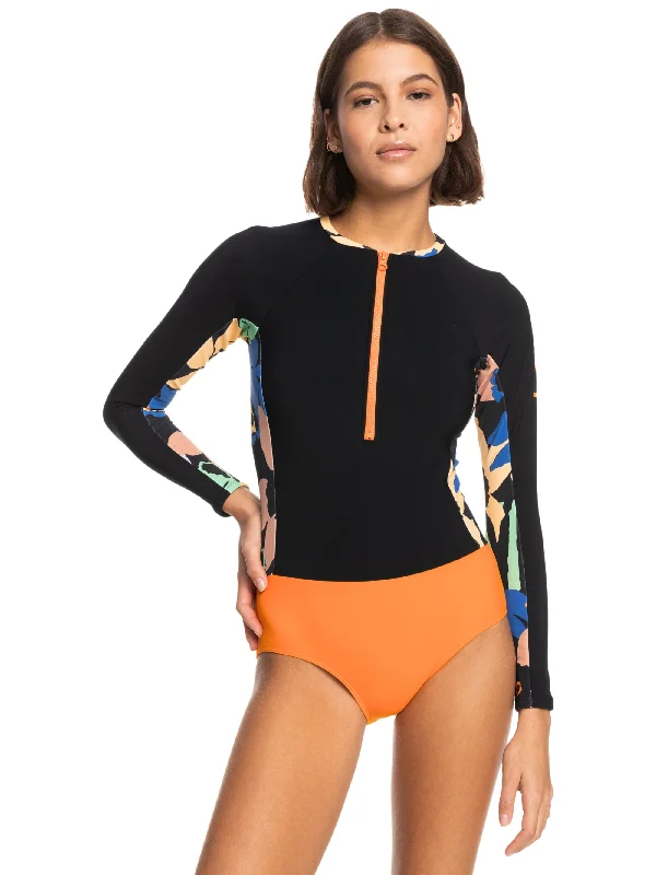 Womens Heater Long Sleeve One-Piece Swimsuit Elegant Swimsuit Bottoms