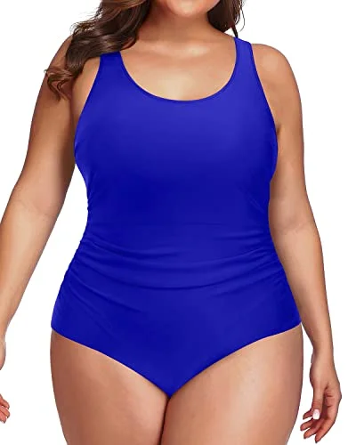 Slimming Backless Plus Size Sport One Piece Swimsuit-Royal Blue Comfortable Tankini Set